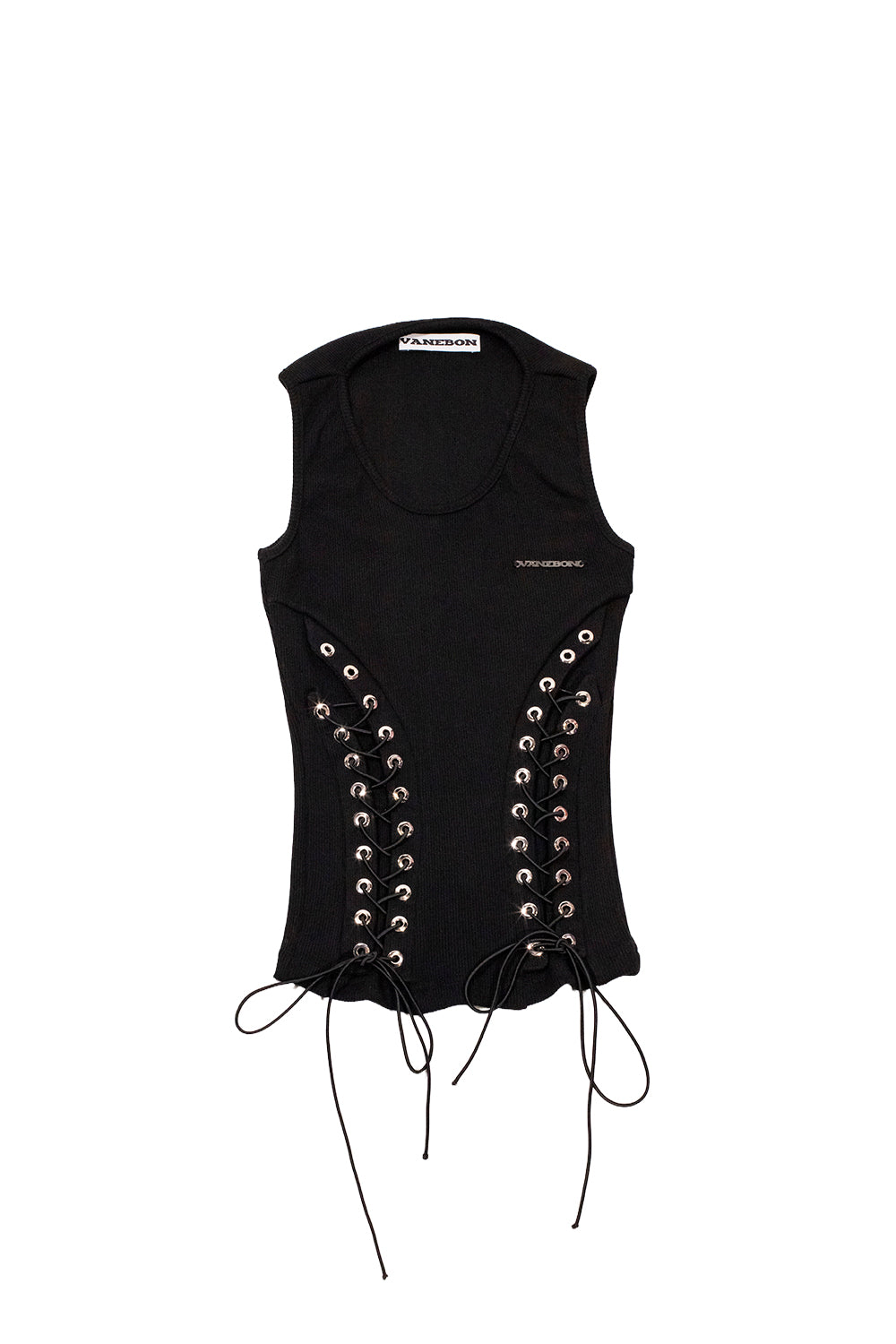 BLACK LACE UP TANK MUJER