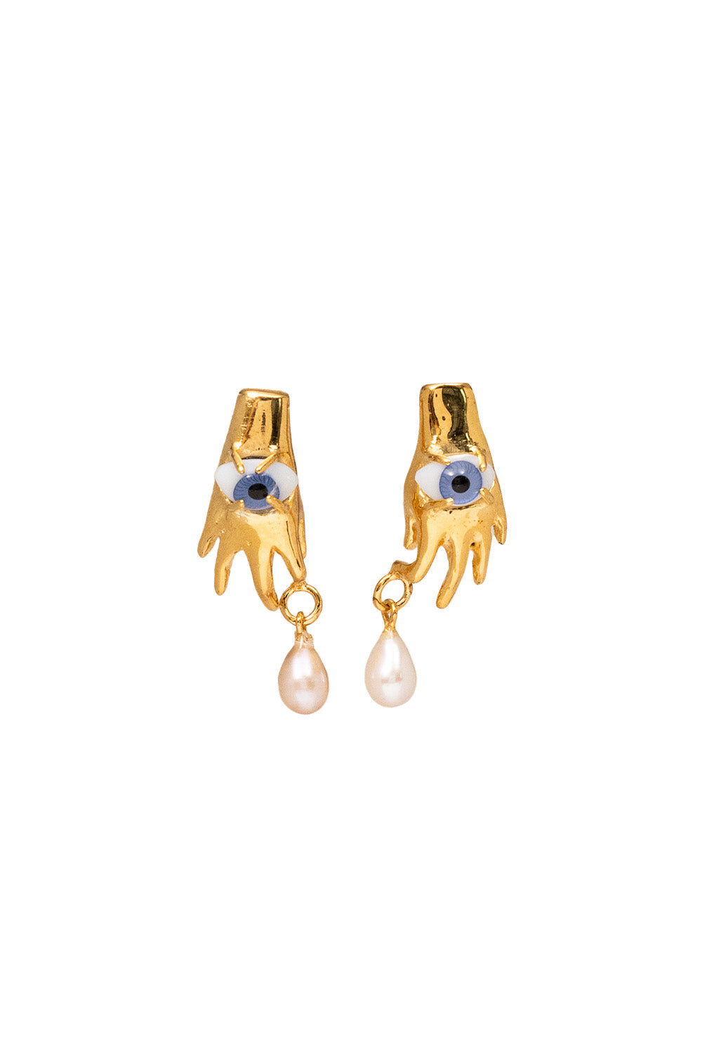 ARETES MANOS ORO CON PERLAS