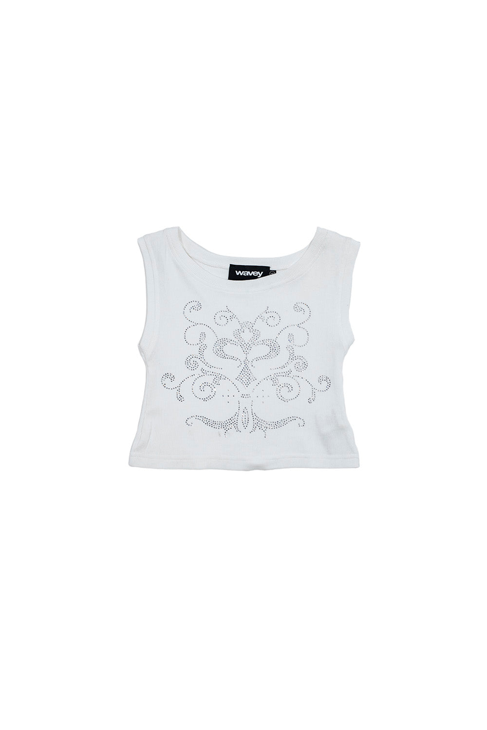 TANK TOP CROPPED ORNAMENTO BLANCO