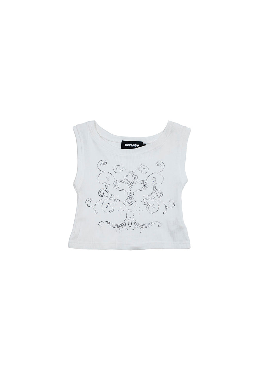 TANK TOP CROPPED ORNAMENTO BLANCO