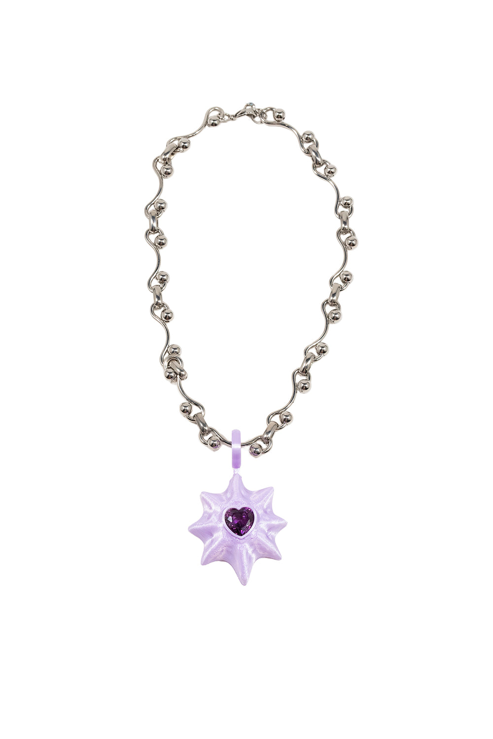COLLAR STAR AND HEART PENDANT LILA