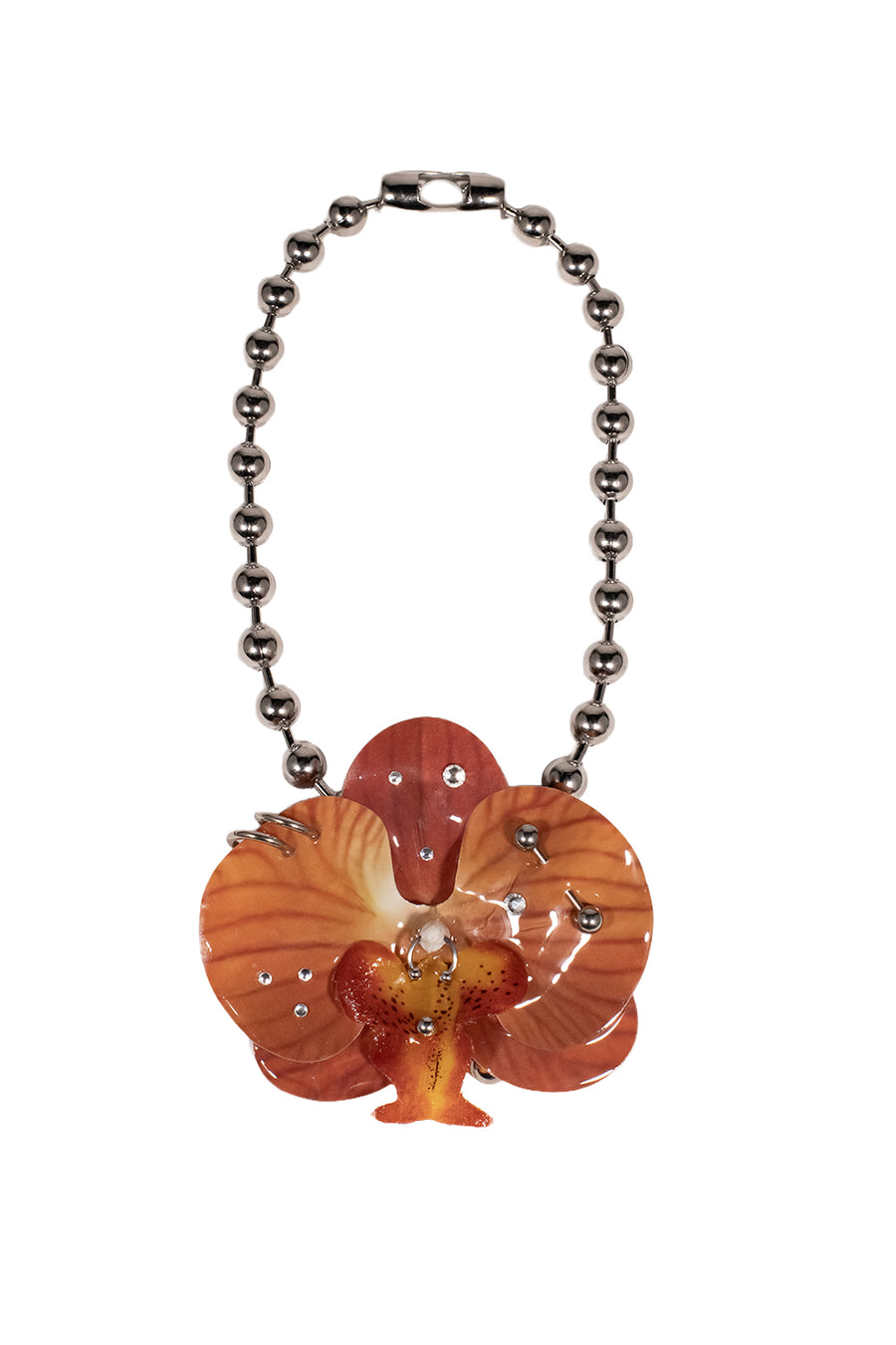 CHOKER ORQUÍDEA NARANJA BOLA