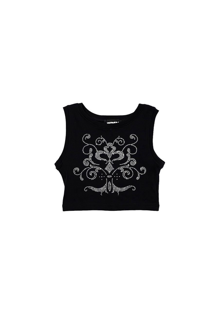 TANK TOP CROPPED ORNAMENTO NEGRO