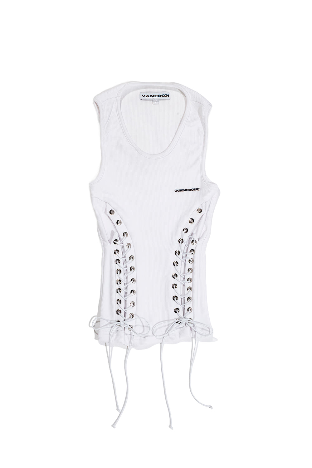 WHITE LACE UP TANK MUJER