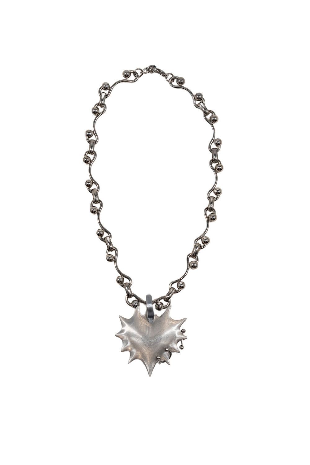 COLLAR SPIKES HEART PENDANT PLATA