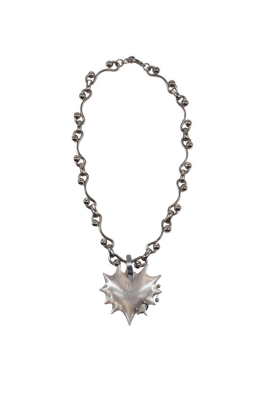 COLLAR SPIKES HEART PENDANT PLATA