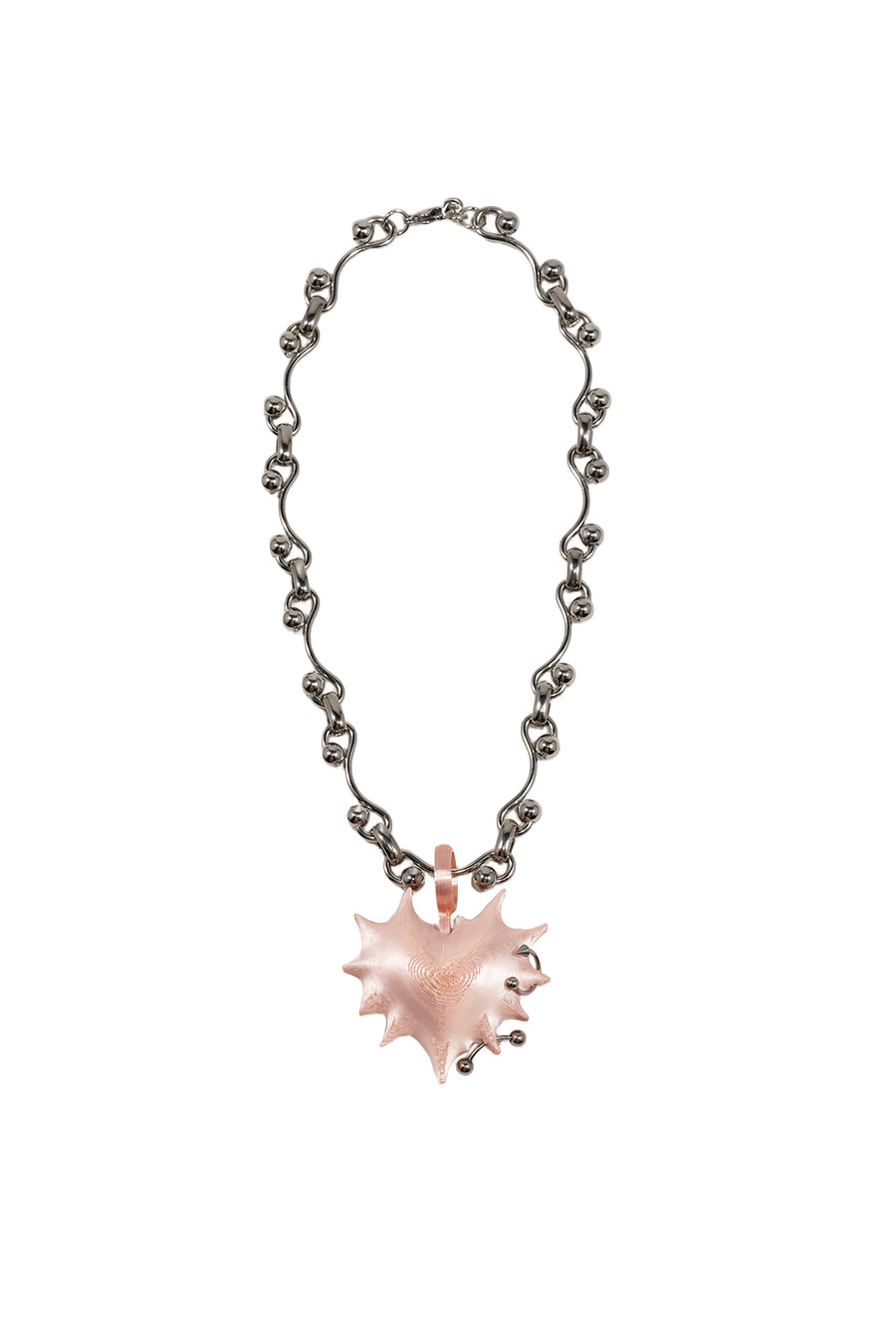 COLLAR SPIKES HEART PENDANT ROSA
