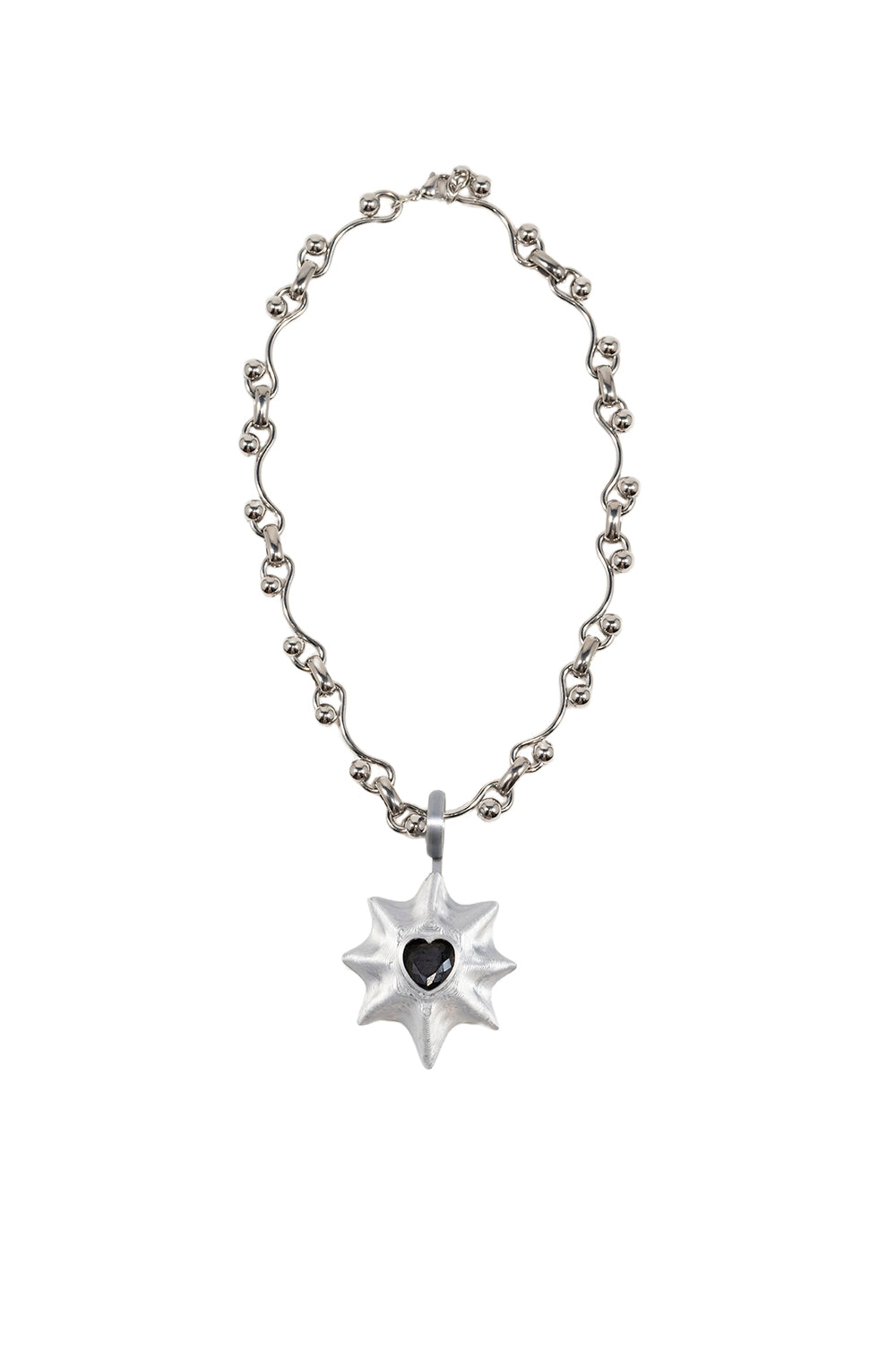COLLAR STAR AND HEART PENDANT PLATA