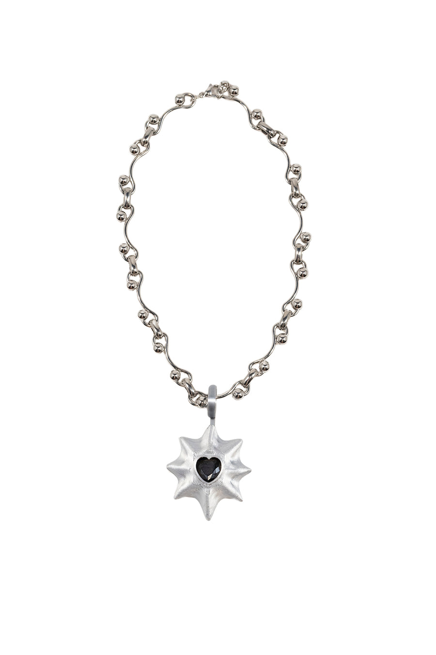 COLLAR STAR AND HEART PENDANT PLATA