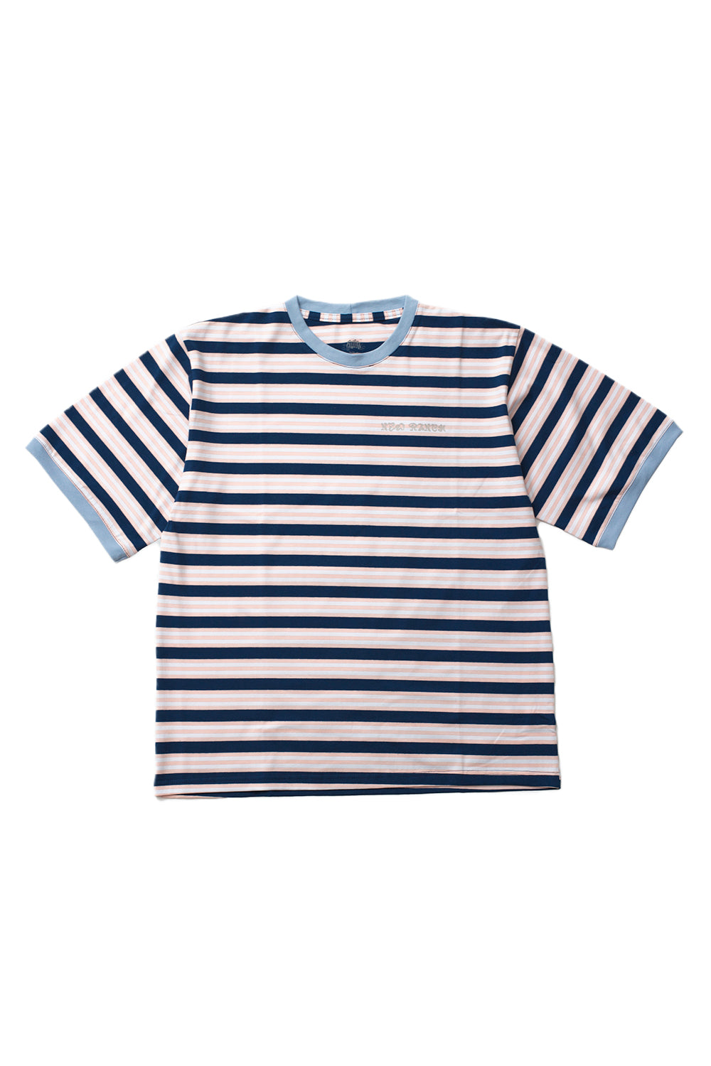 PLAYERA RAYAS CUELLO AZUL CIELO