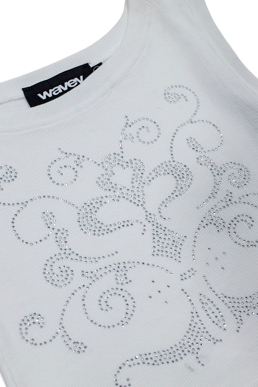 TANK TOP CROPPED ORNAMENTO BLANCO