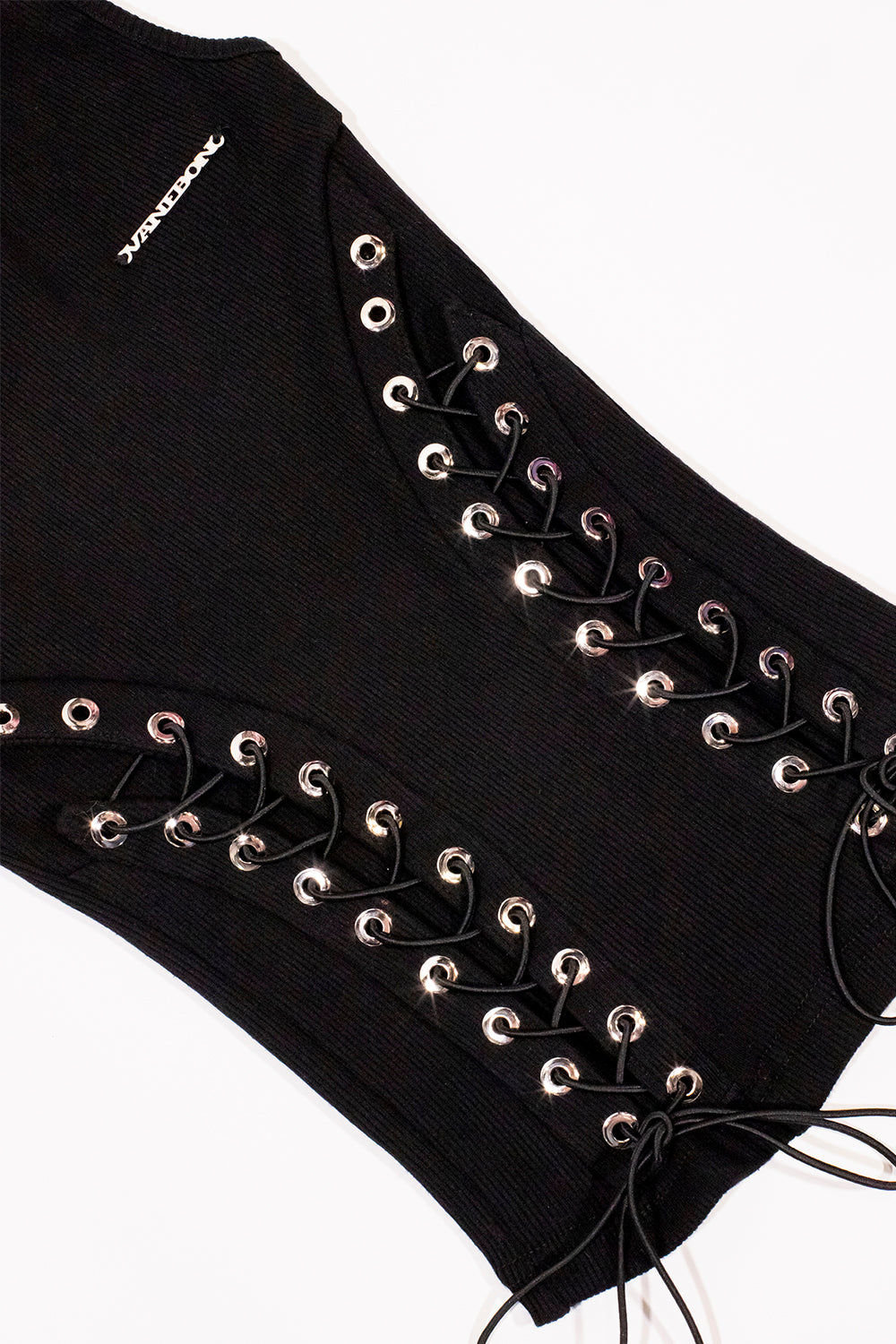 BLACK LACE UP TANK MUJER