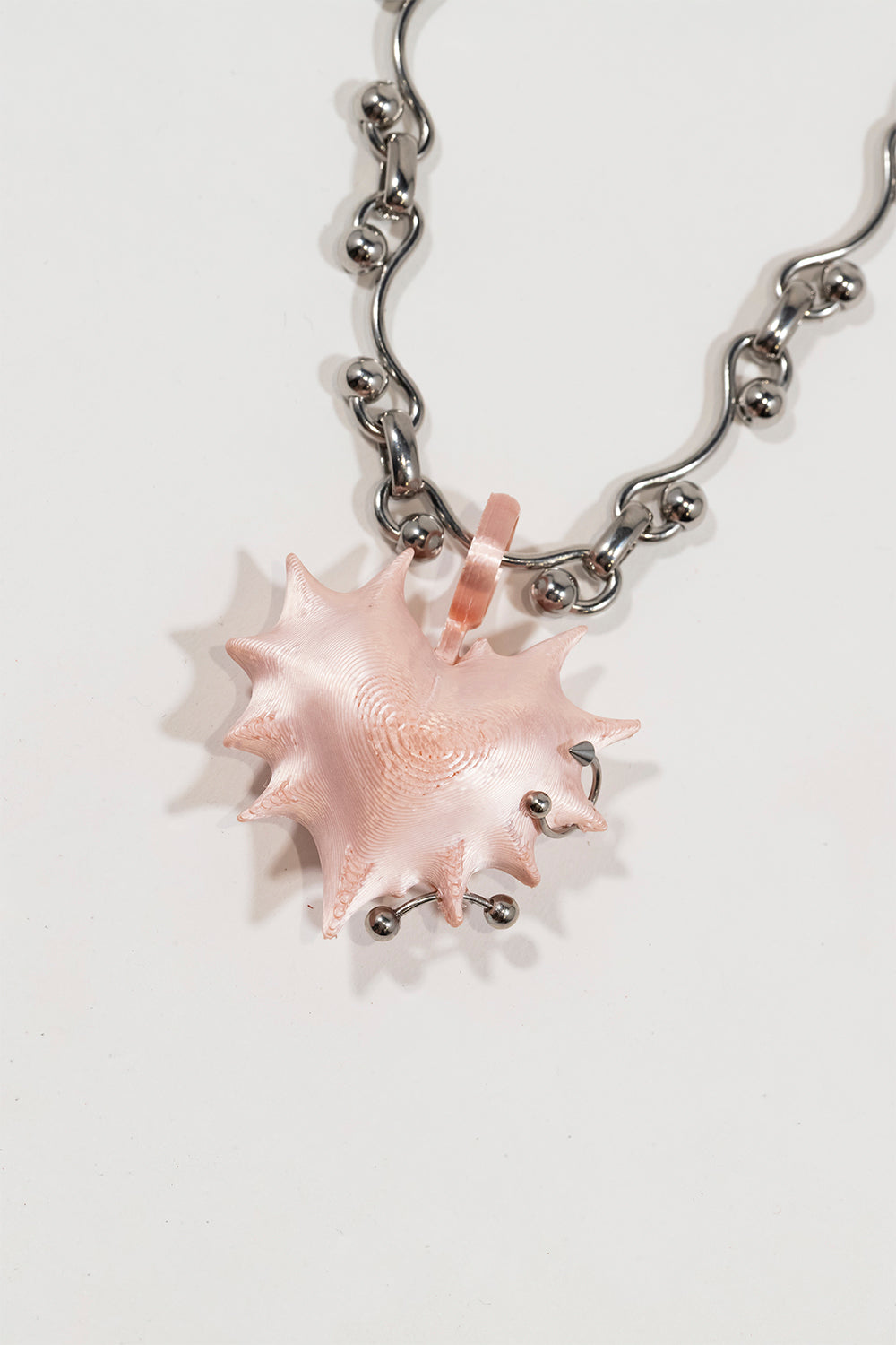 COLLAR SPIKES HEART PENDANT ROSA
