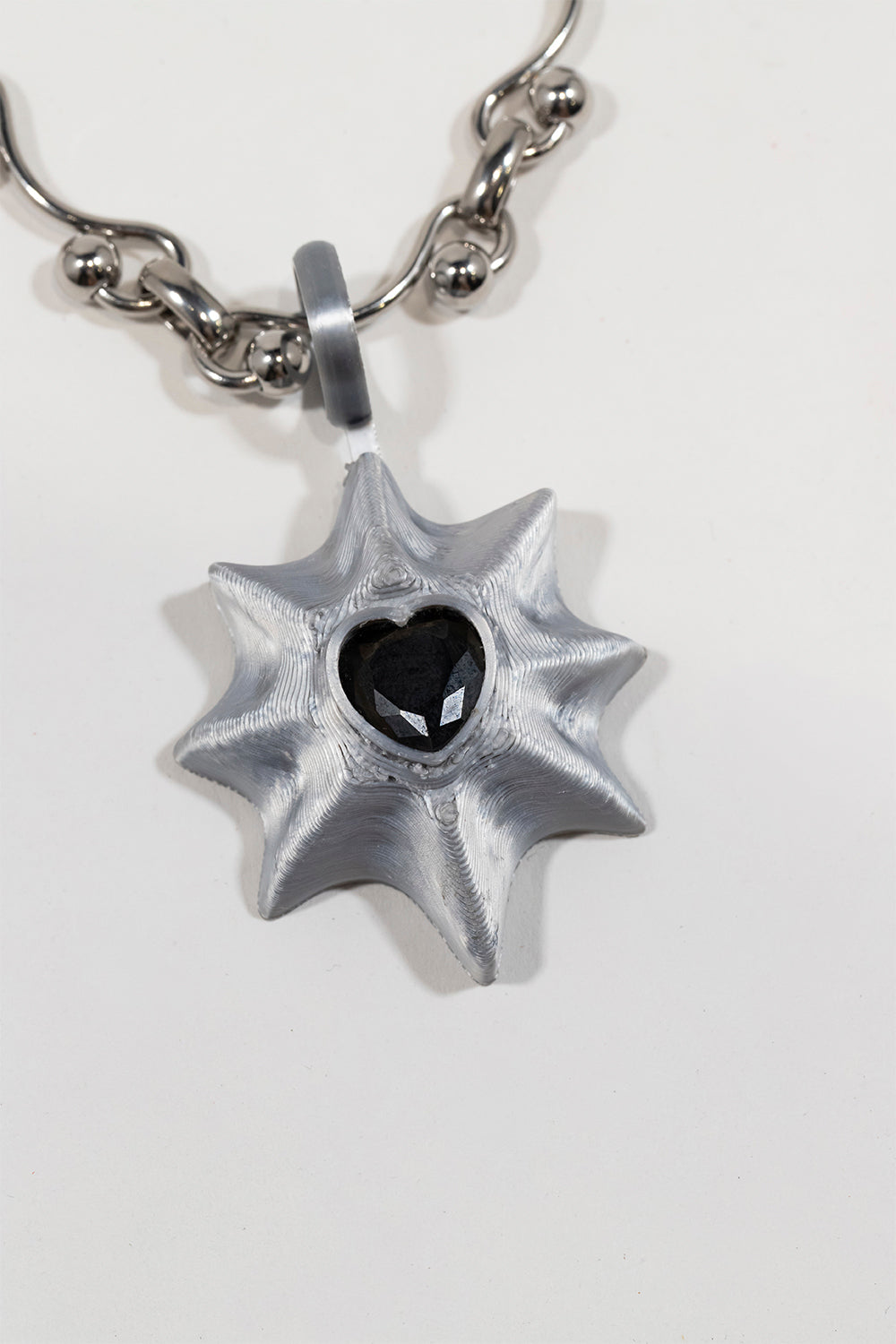 COLLAR STAR AND HEART PENDANT PLATA