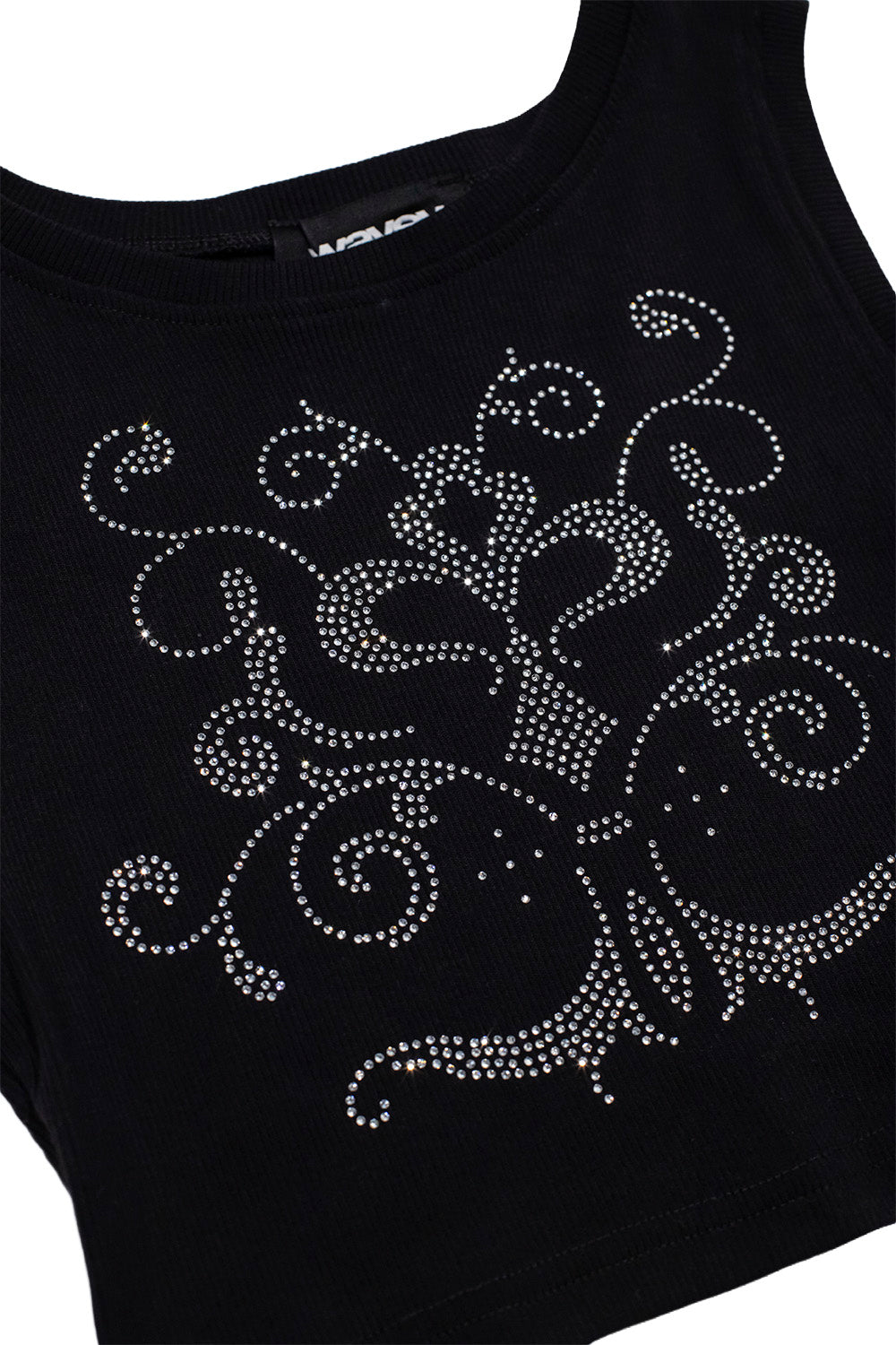 TANK TOP CROPPED ORNAMENTO NEGRO