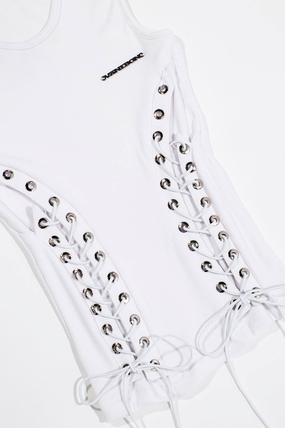 WHITE LACE UP TANK MUJER