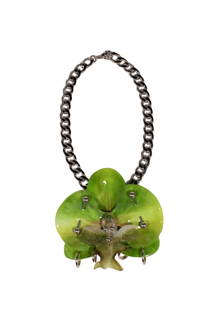 CHOKER ORQUÍDEA VERDE CADENA