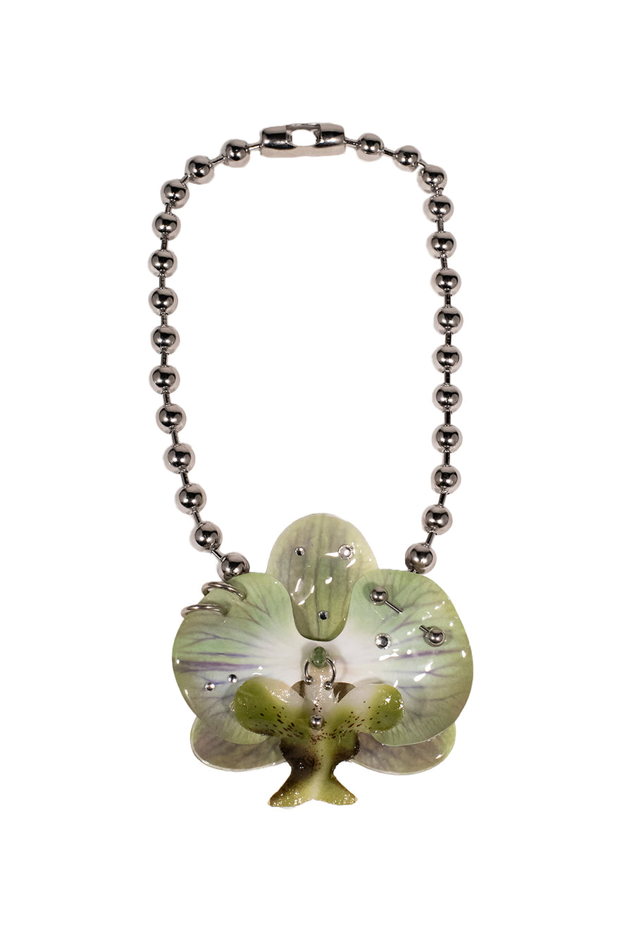 CHOKER ORQUÍDEA VERDE MILITAR BOLA