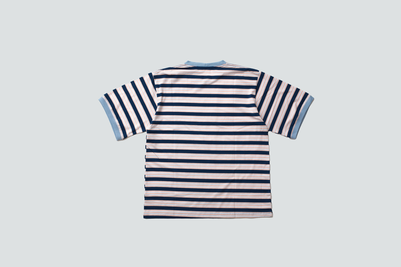 PLAYERA RAYAS CUELLO AZUL CIELO