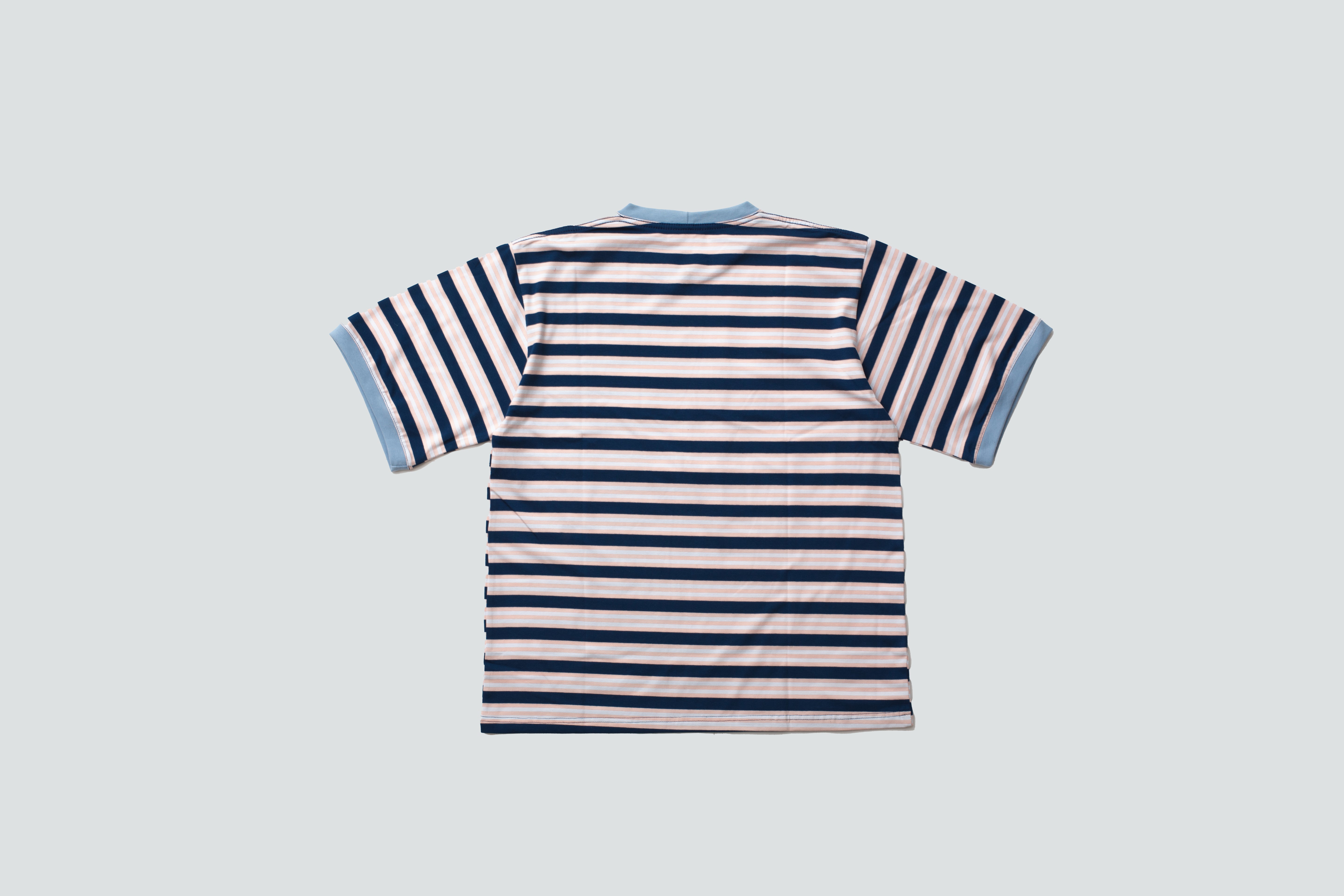 PLAYERA RAYAS CUELLO AZUL CIELO
