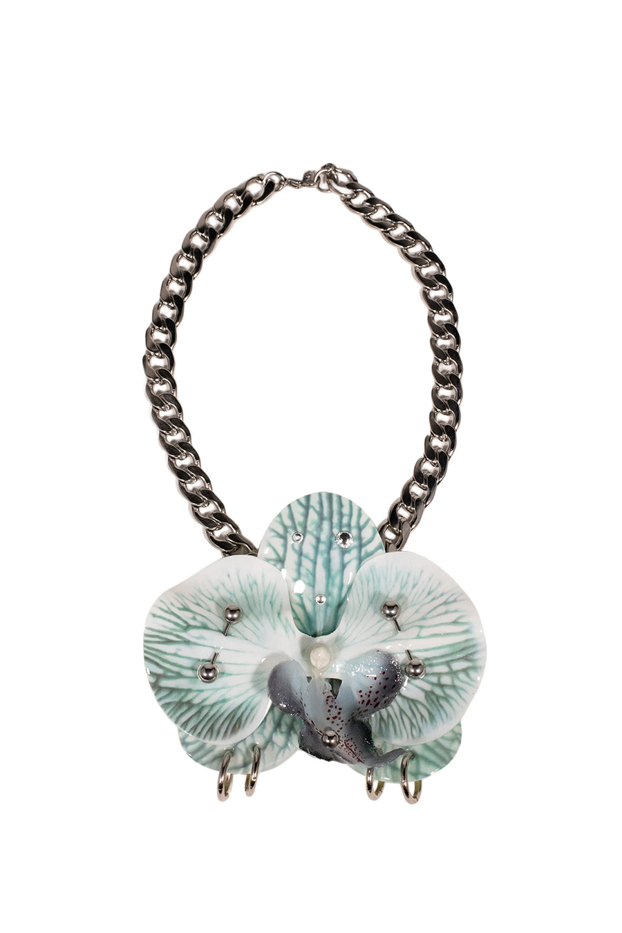 CHOKER ORQUÍDEA AZUL CIELO CADENA