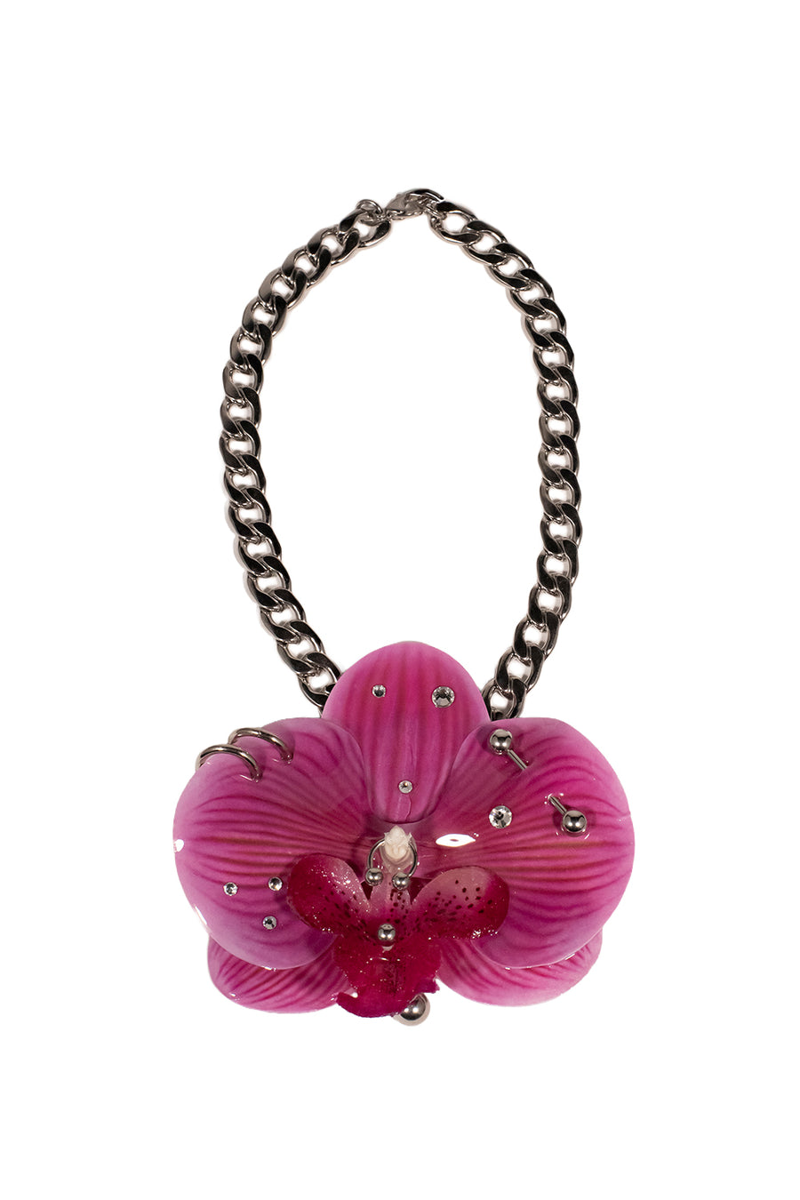 CHOKER ORQUÍDEA FUCSIA CADENA