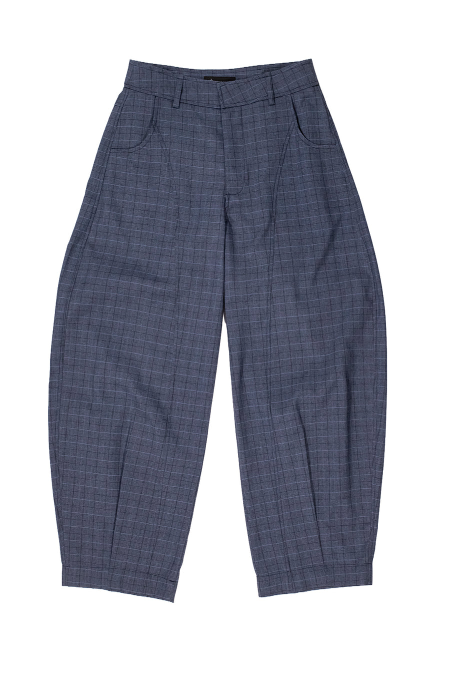 PANTALÓN BARREL AZUL CUADROS