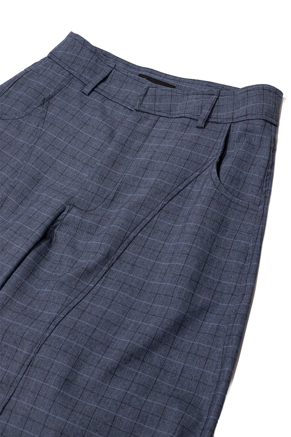 PANTALÓN BARREL AZUL CUADROS