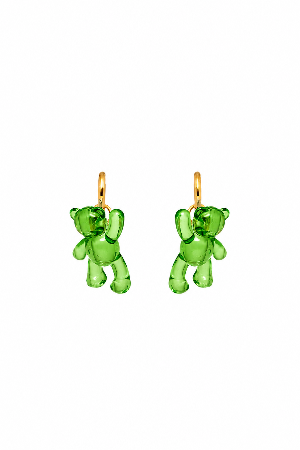 GREEN TEDDY BEAR HOOP EARRINGS
