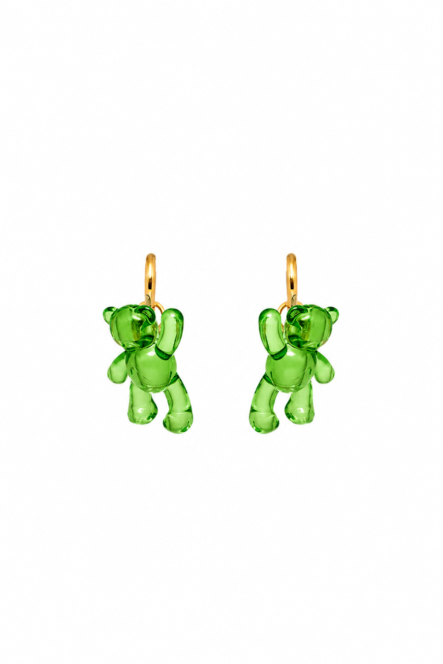 GREEN TEDDY BEAR HOOP EARRINGS