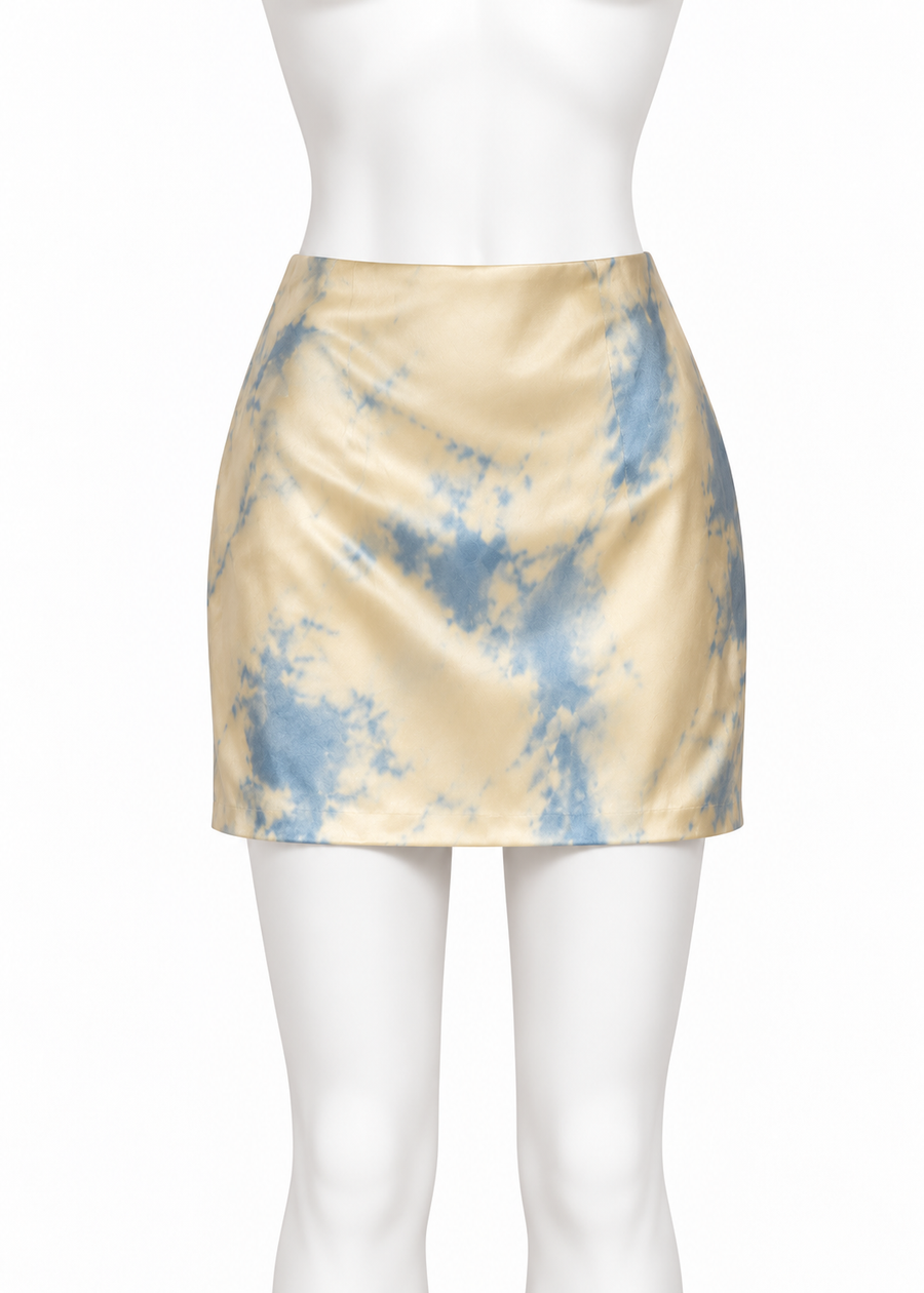 FALDA CORTA BEIGE Y AZUL