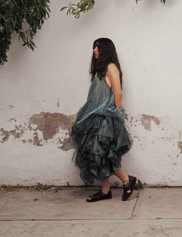 VESTIDO VERDE TRANSPARENTE