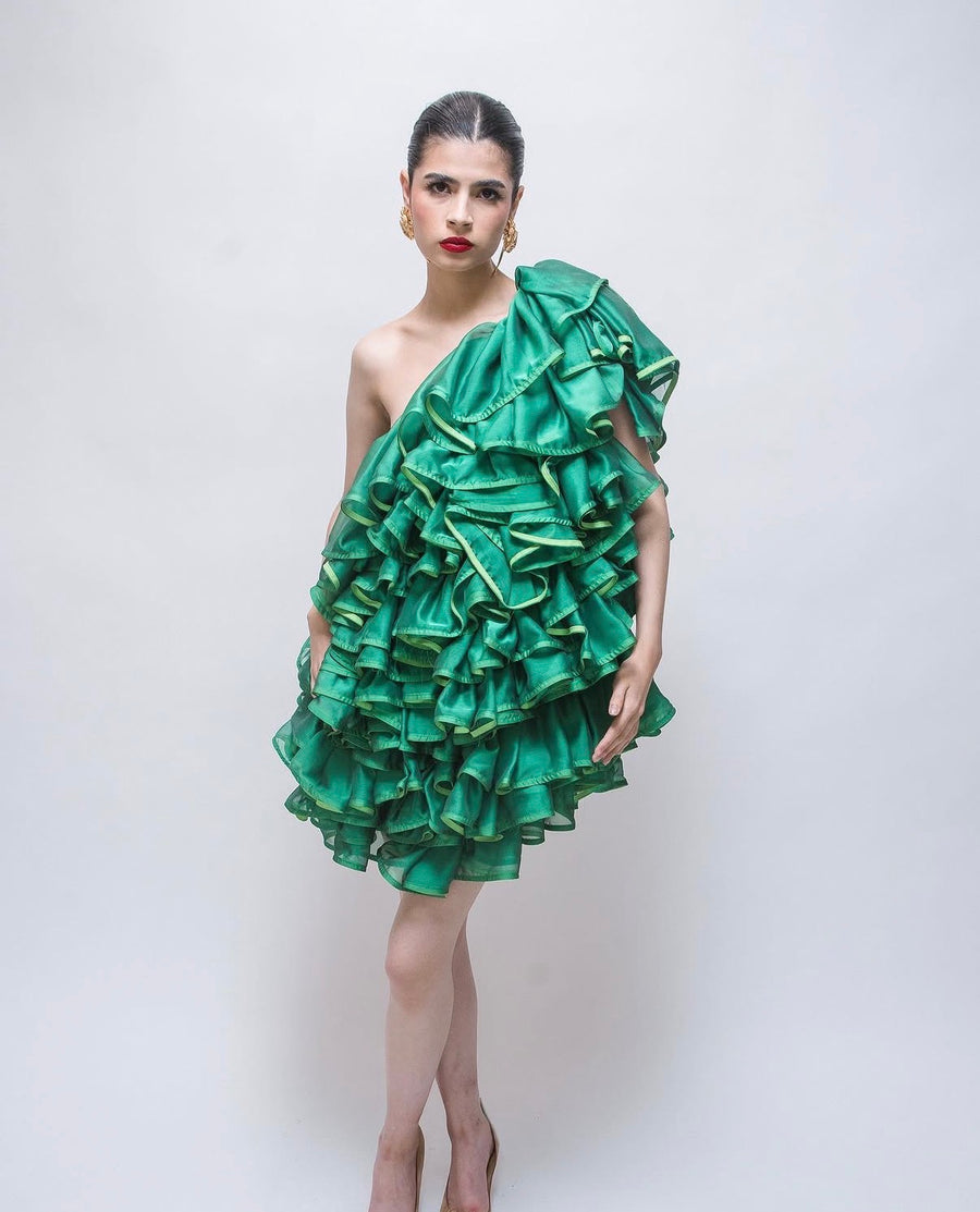 VESTIDO VERDE OLANES