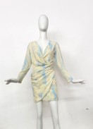 VESTIDO BEIGE CON AZUL
