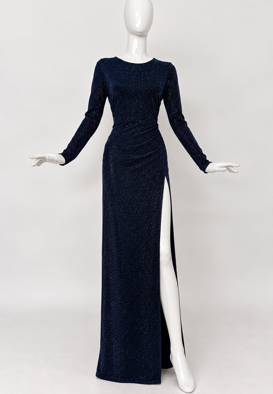 VESTIDO AZUL MARINO CON ABERTURA
