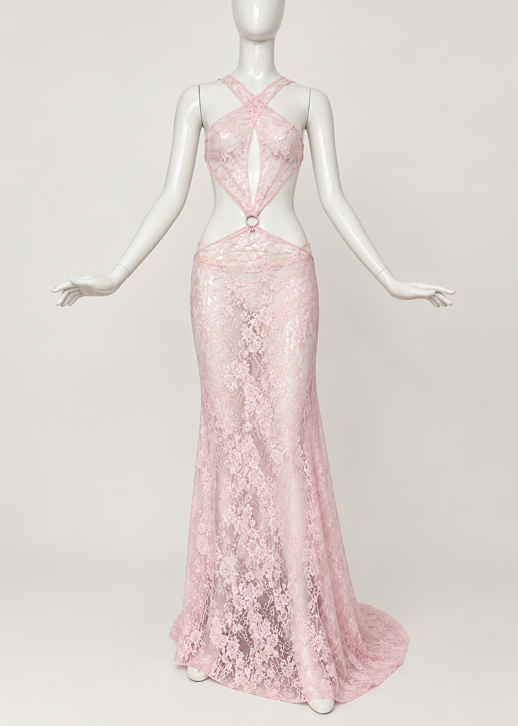 VESTIDO DE ENCAJE CON TRANSPARENCIA