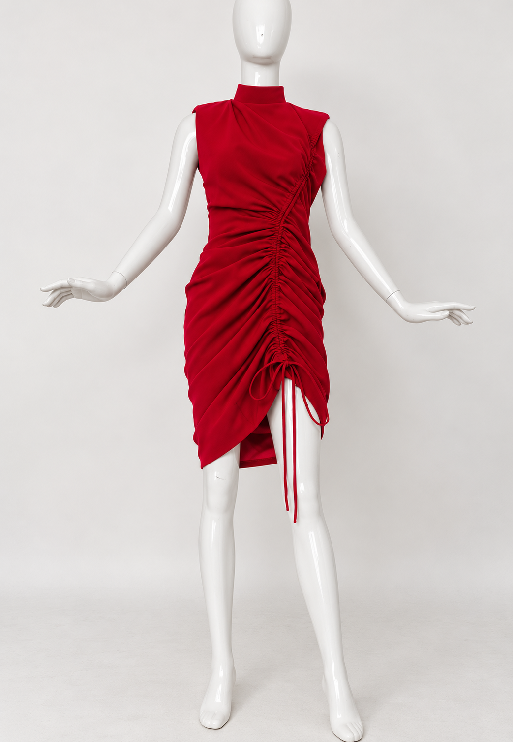 VESTIDO ROJO CON FRUNCIDO