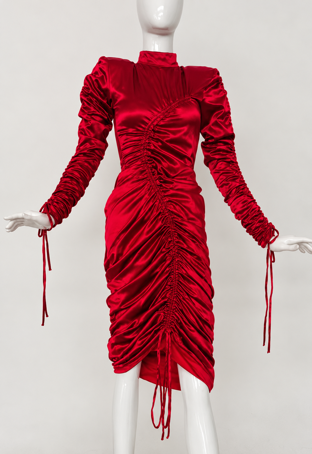 VESTIDO SATINADO FRUNCIDO